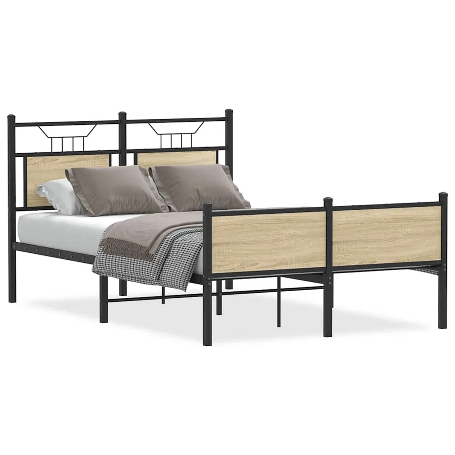 Cadre de lit sans matelas chêne sonoma 120x190 cm - 2