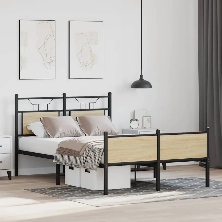 Cadre de lit sans matelas chêne sonoma 120x190 cm - 5