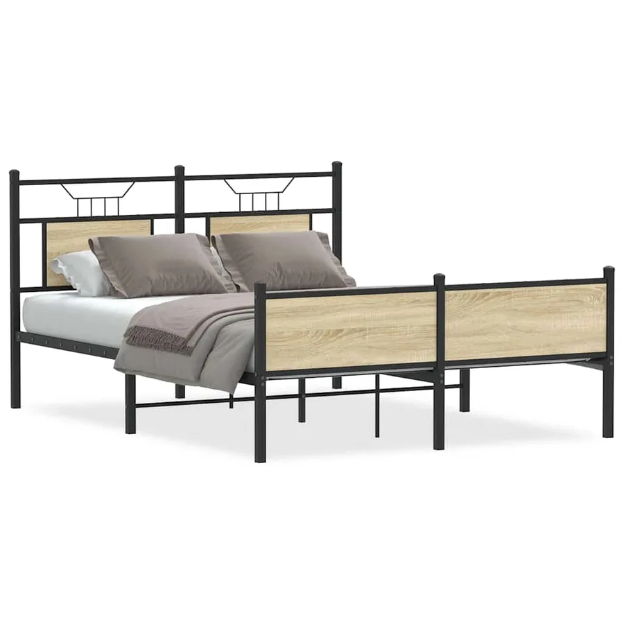 Cadre de lit sans matelas chêne sonoma 140x190 cm - 2