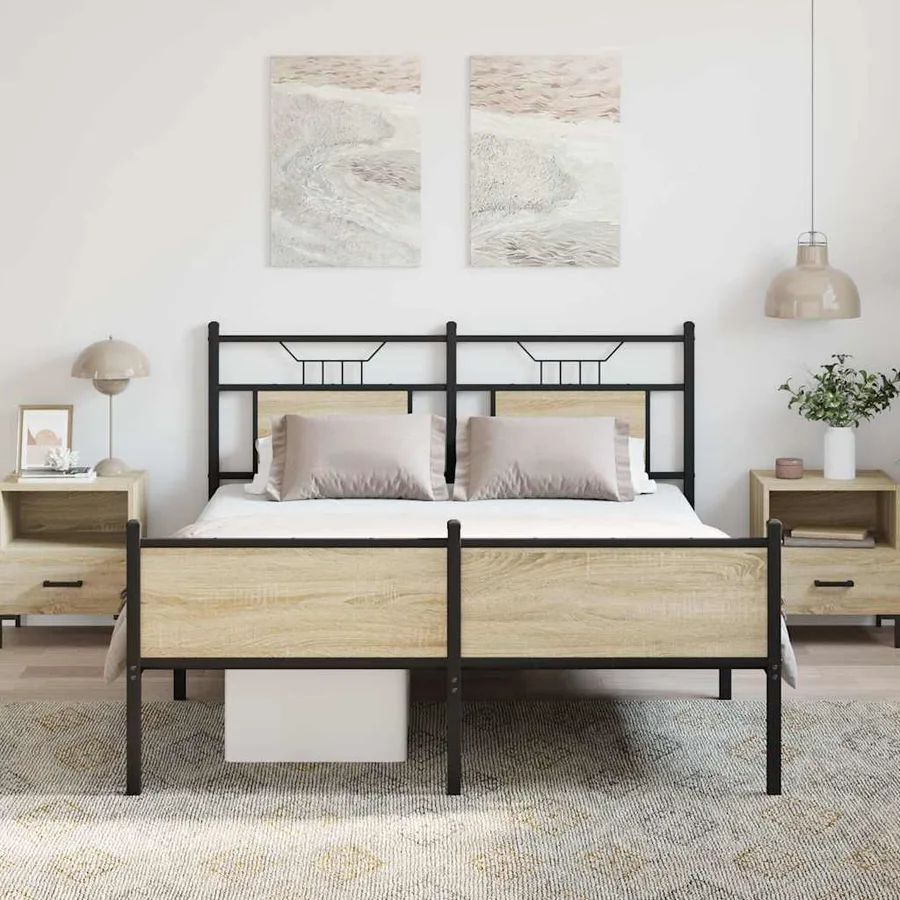 Cadre de lit sans matelas chêne sonoma 140x190 cm - 4