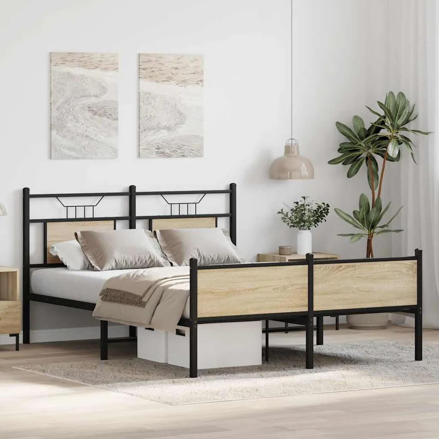 Cadre de lit sans matelas chêne sonoma 140x190 cm - 5