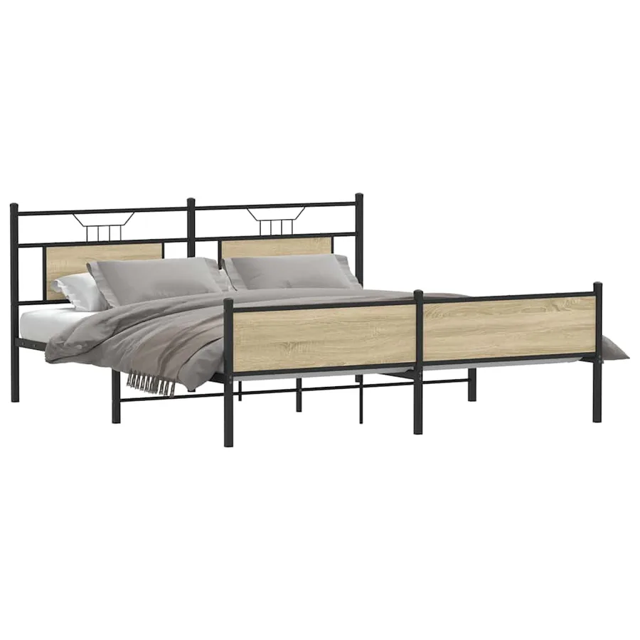 Cadre de lit en métal sans matelas chêne sonoma 183x213 cm - 3