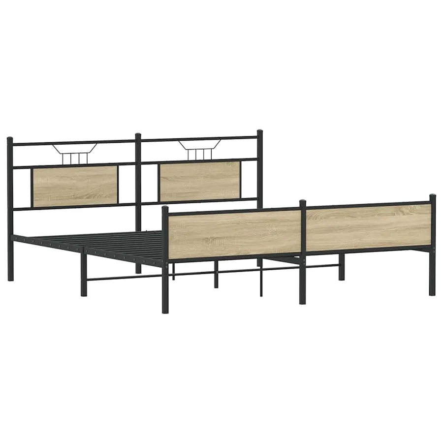 Cadre de lit en métal sans matelas chêne sonoma 183x213 cm - 5