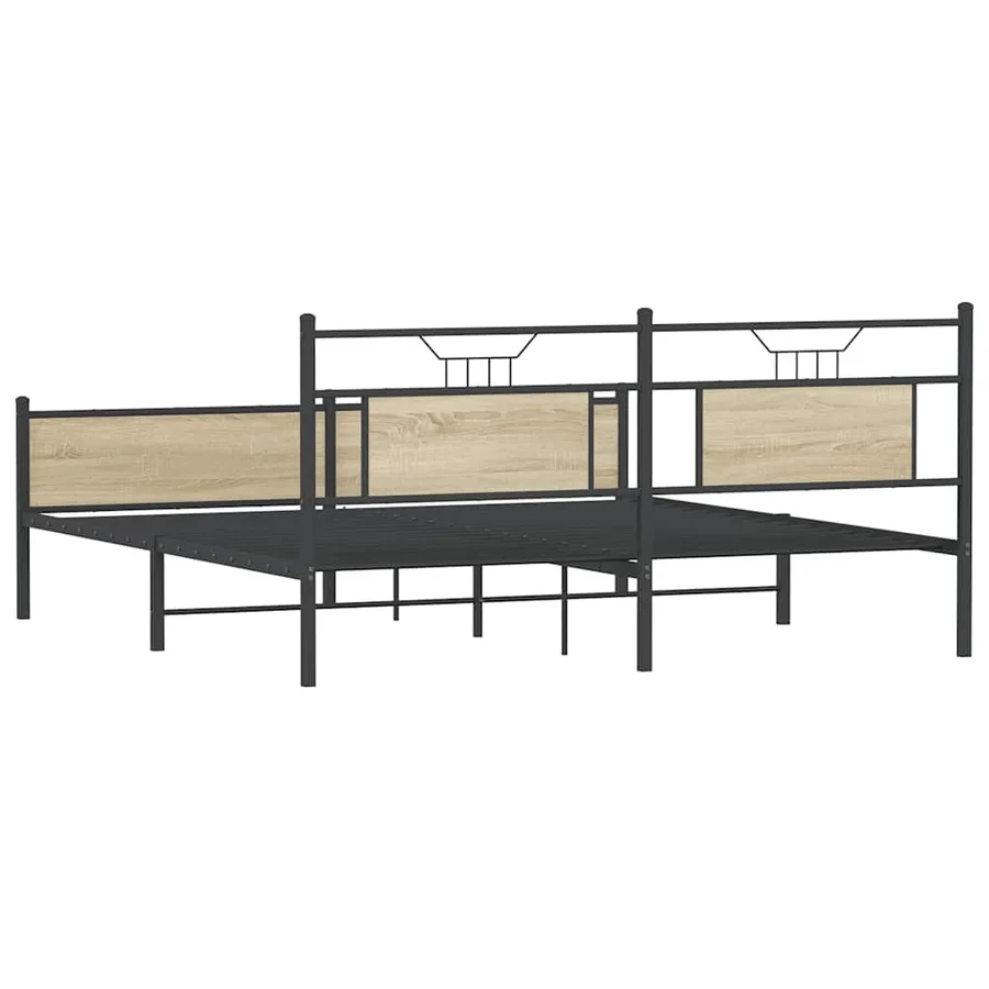 Cadre de lit en métal sans matelas chêne sonoma 183x213 cm - 8