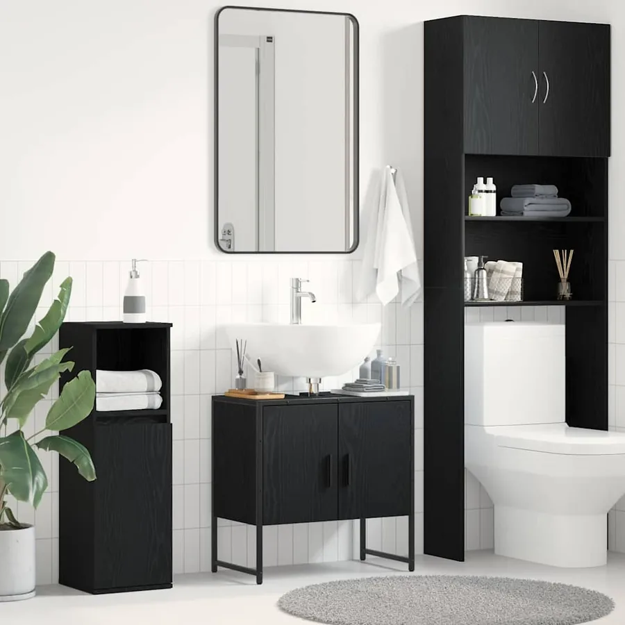 Meuble de Lavabo de Salle de Bain Chêne noir 60 x 30 x 60 cm