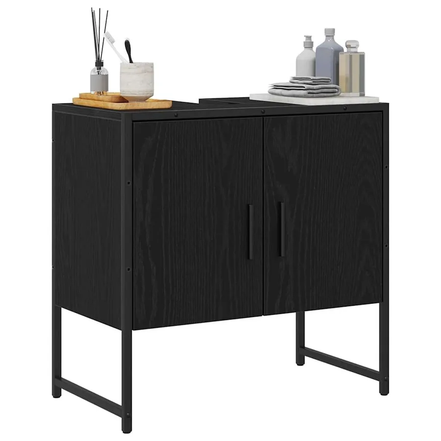 Meuble de Lavabo de Salle de Bain Chêne noir 60 x 30 x 60 cm - 3