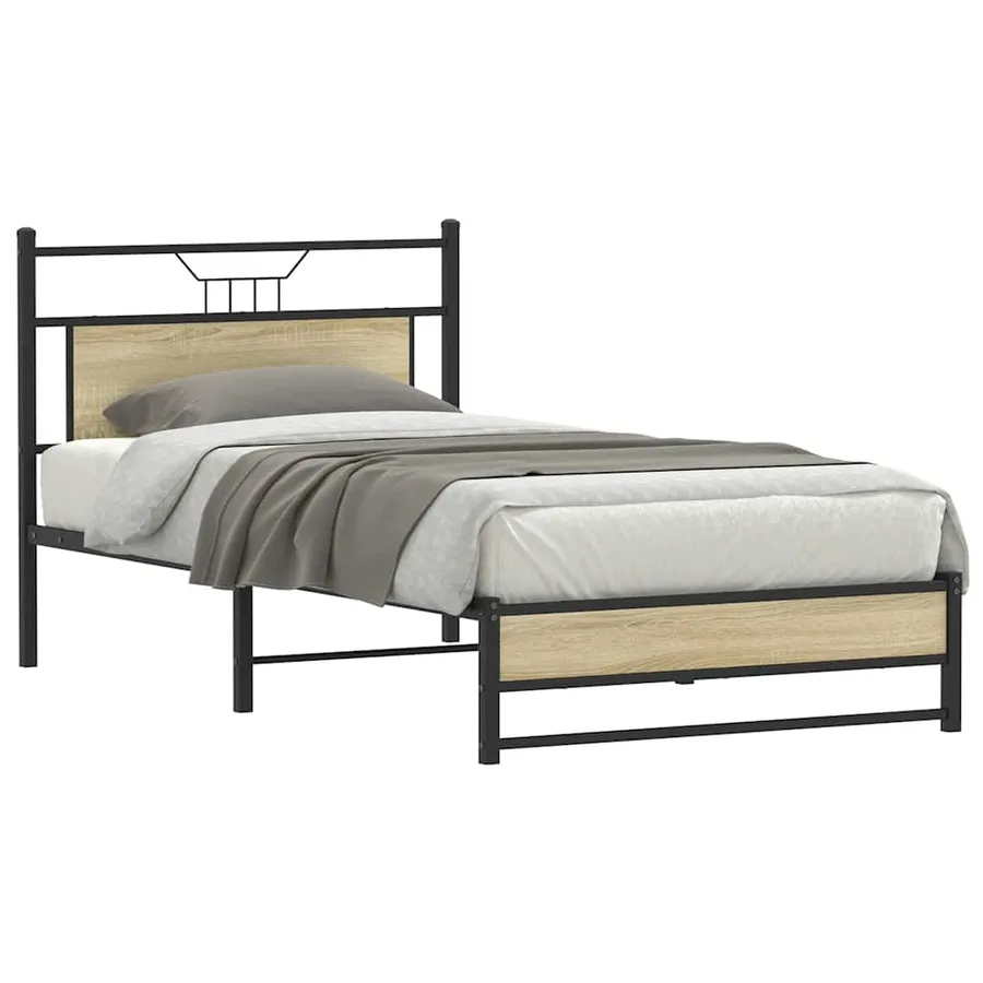 Cadre de lit sans matelas chêne sonoma 100x190 cm - 2