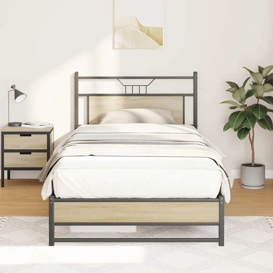 Cadre de lit sans matelas chêne sonoma 100x190 cm - 4