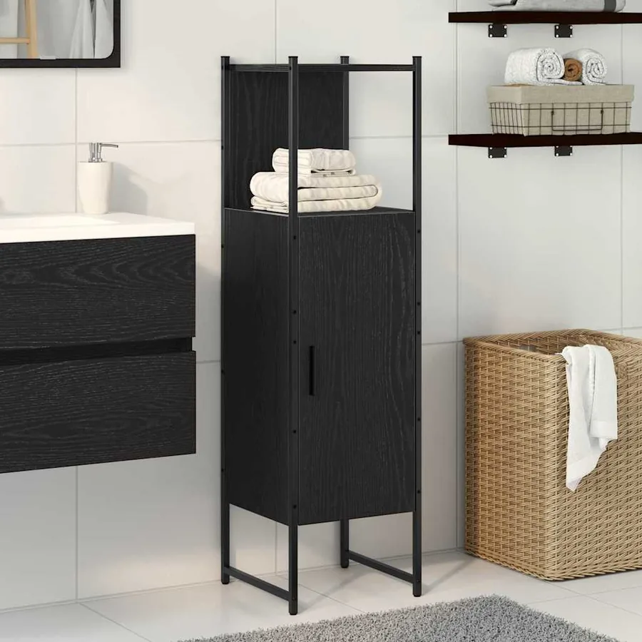 Ensemble de mobilier de salle de bain avec étagère Chêne noir