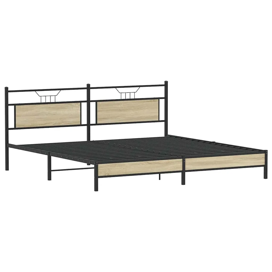 Cadre de lit en métal sans matelas chêne sonoma 193x201 cm - 5