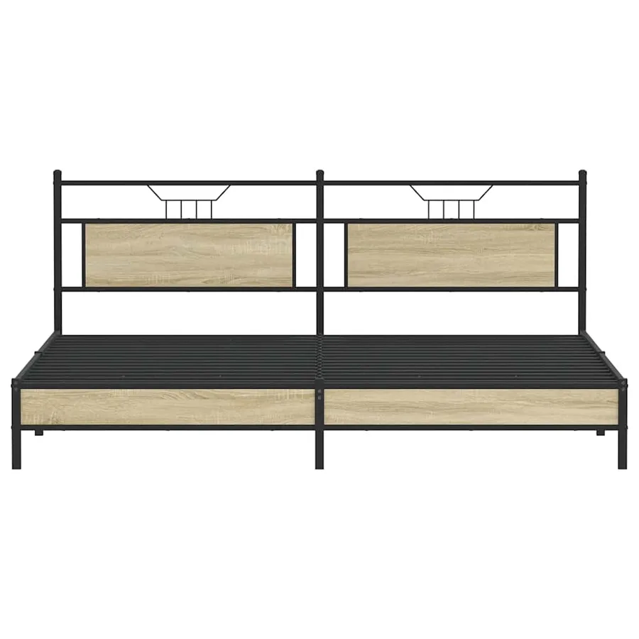 Cadre de lit en métal sans matelas chêne sonoma 193x201 cm - 6