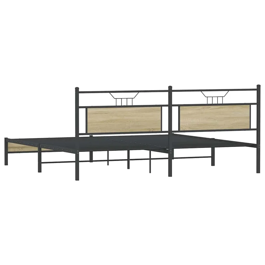 Cadre de lit en métal sans matelas chêne sonoma 193x201 cm - 8