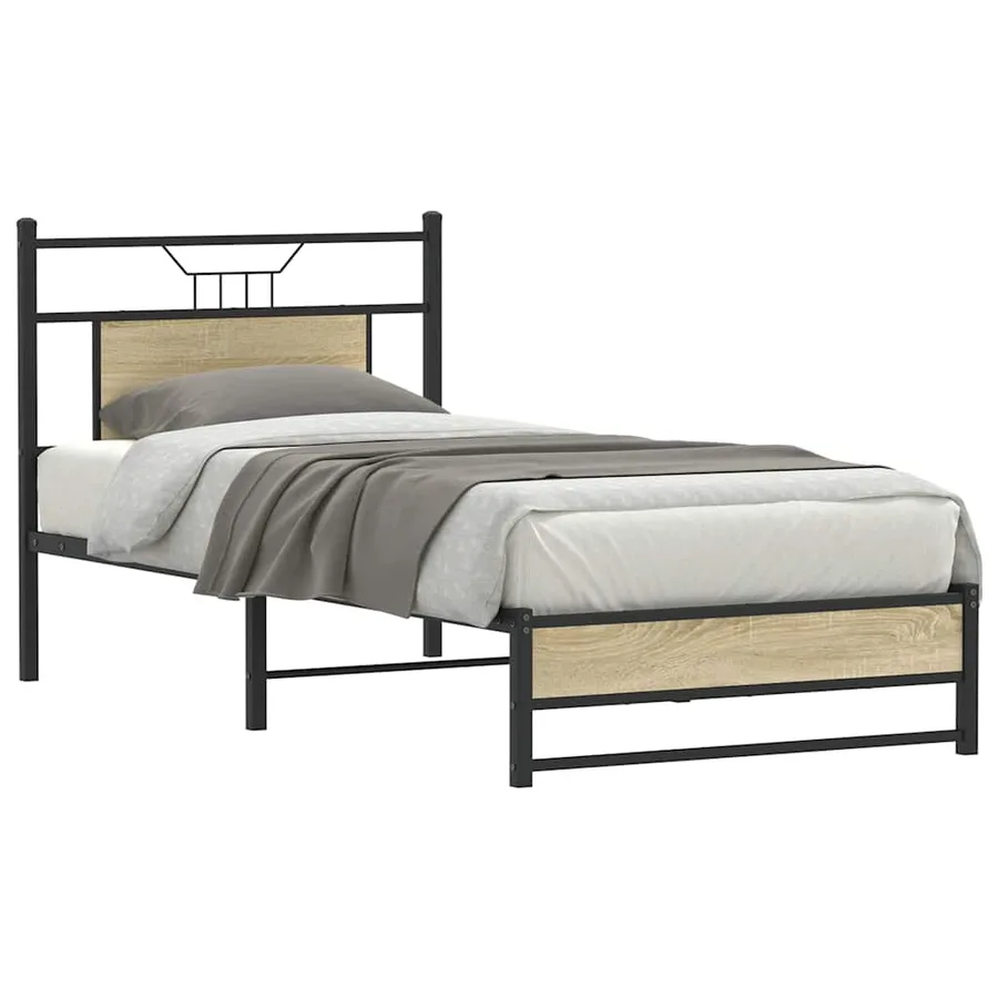 Cadre de lit sans matelas chêne sonoma 90x190 cm - 2