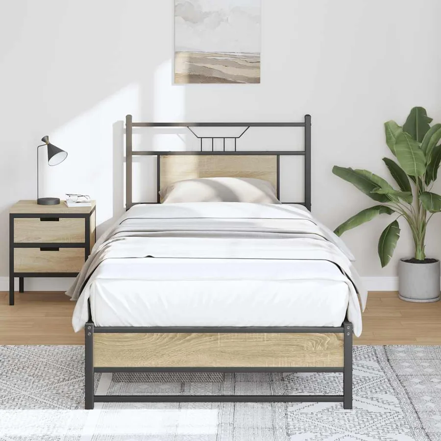 Cadre de lit sans matelas chêne sonoma 90x190 cm - 4