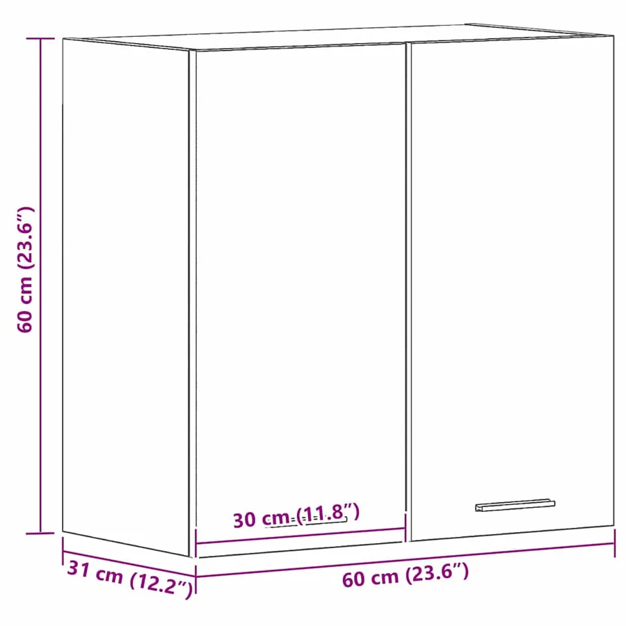 Armoire suspendue avec étagère Lyon Chêne noir 60 x 31 x 60 cm - 12