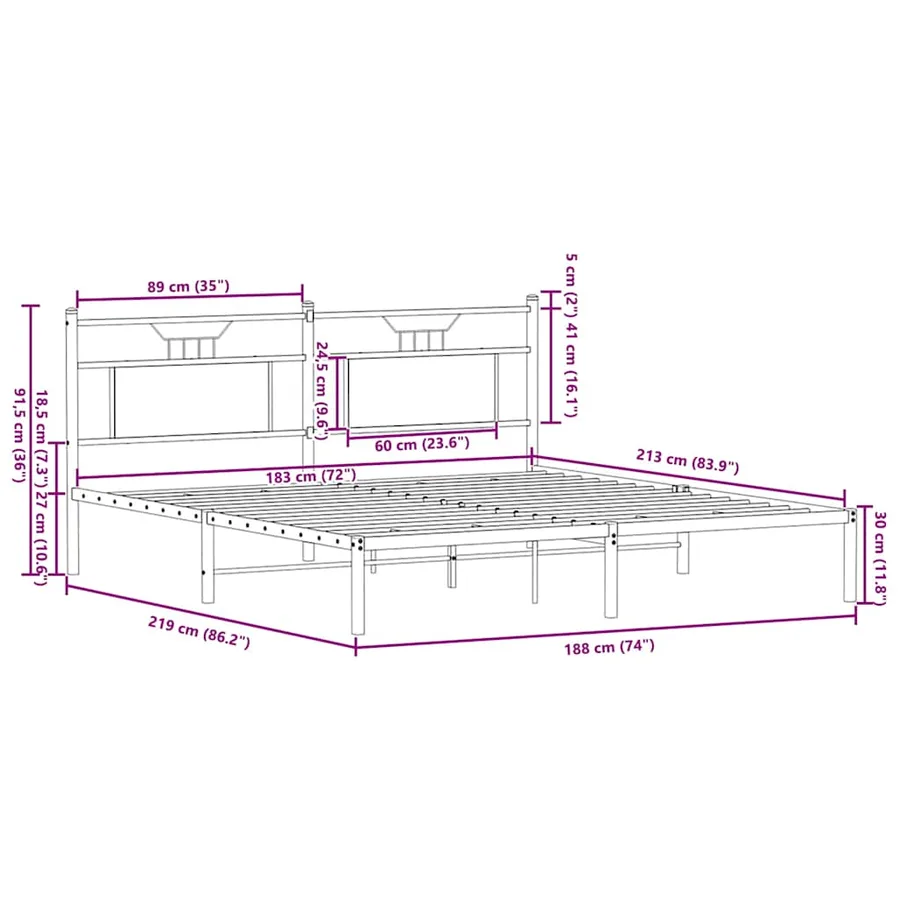 Cadre de lit sans matelas chêne fumé 183x213 cm bois ingénierie - 11