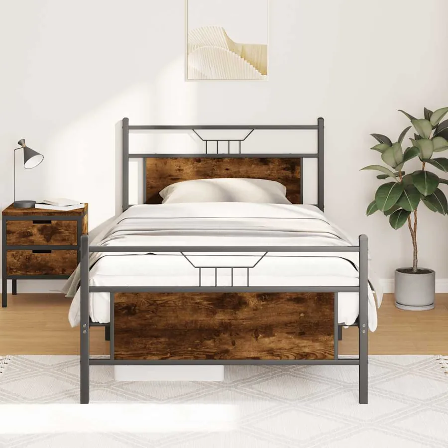Cadre de lit sans matelas chêne fumé 100x190 cm bois ingénierie