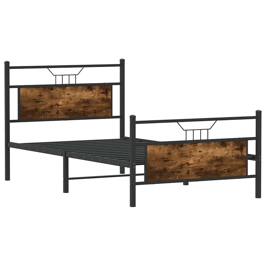 Cadre de lit sans matelas chêne fumé 100x190 cm bois ingénierie - 5