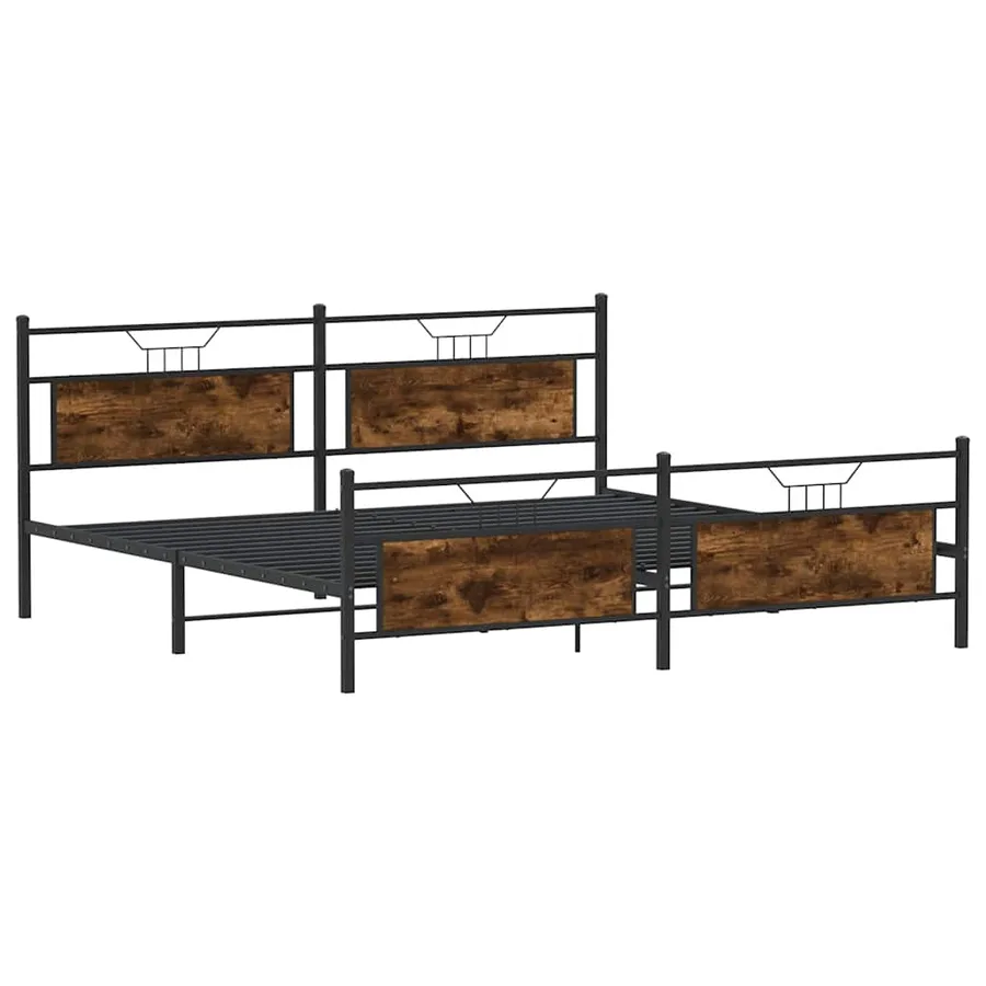 Cadre de lit en métal sans matelas chêne fumé 200x200 cm - 5