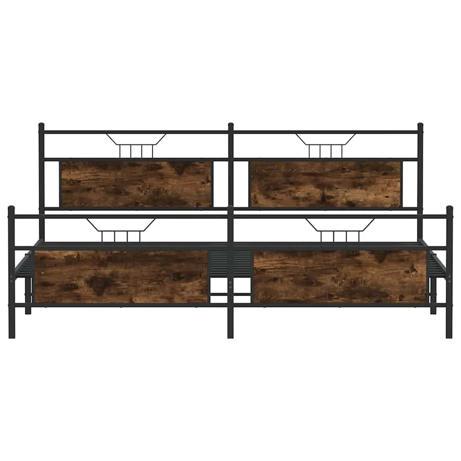 Cadre de lit en métal sans matelas chêne fumé 200x200 cm - 6