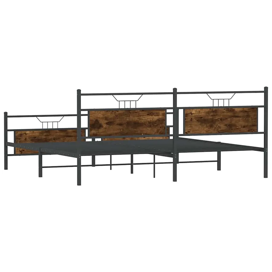 Cadre de lit en métal sans matelas chêne fumé 200x200 cm - 8