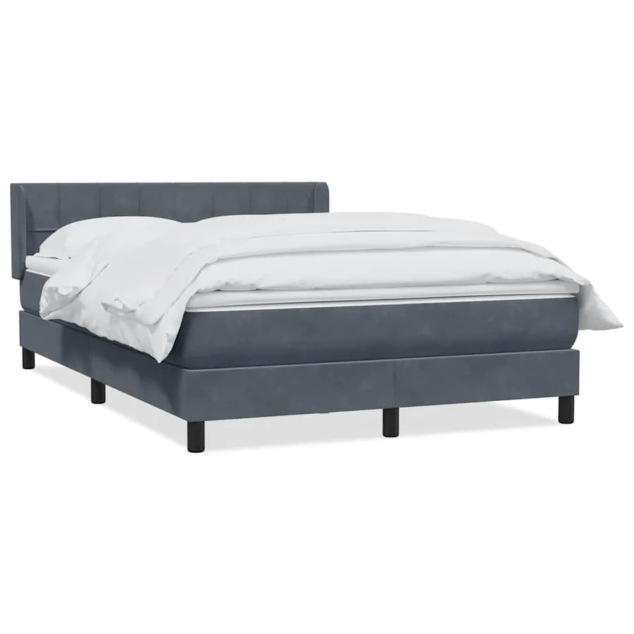 Sommier à lattes de lit et matelas gris foncé 160x220cm velours - 2