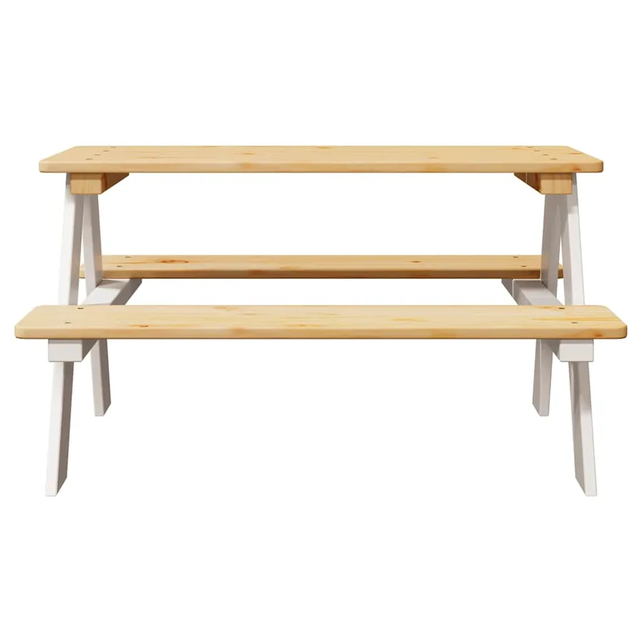 Table et bancs pour enfants IRUN blanc 90x79,5x50cm bois massif - 4