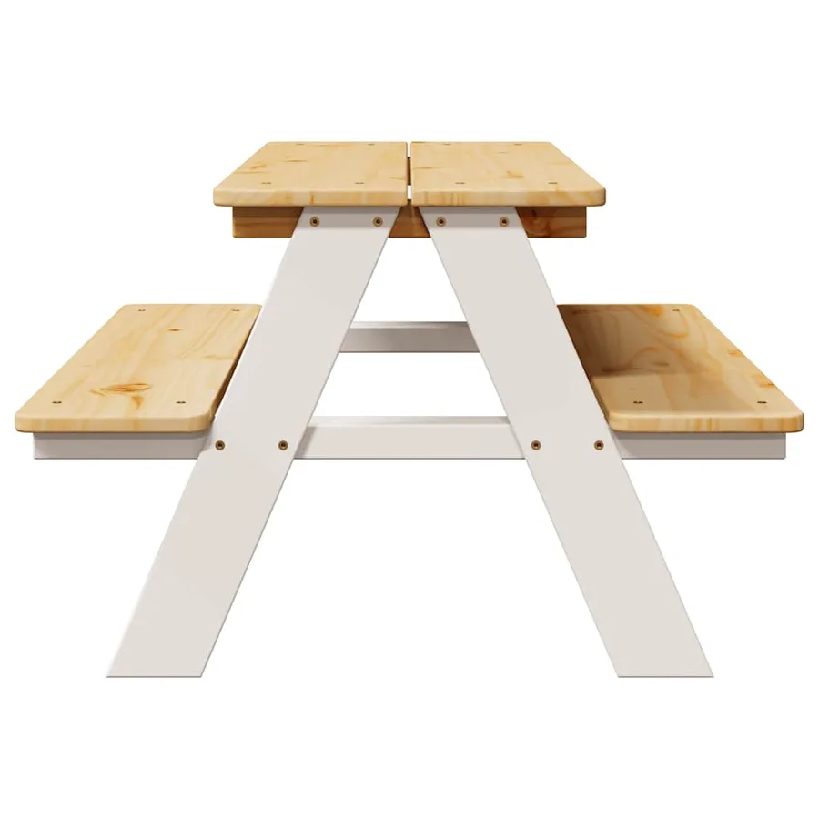 Table et bancs pour enfants IRUN blanc 90x79,5x50cm bois massif - 5