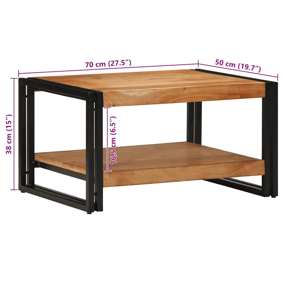 Table basse 70x50x38 cm bois massif acacia - 11