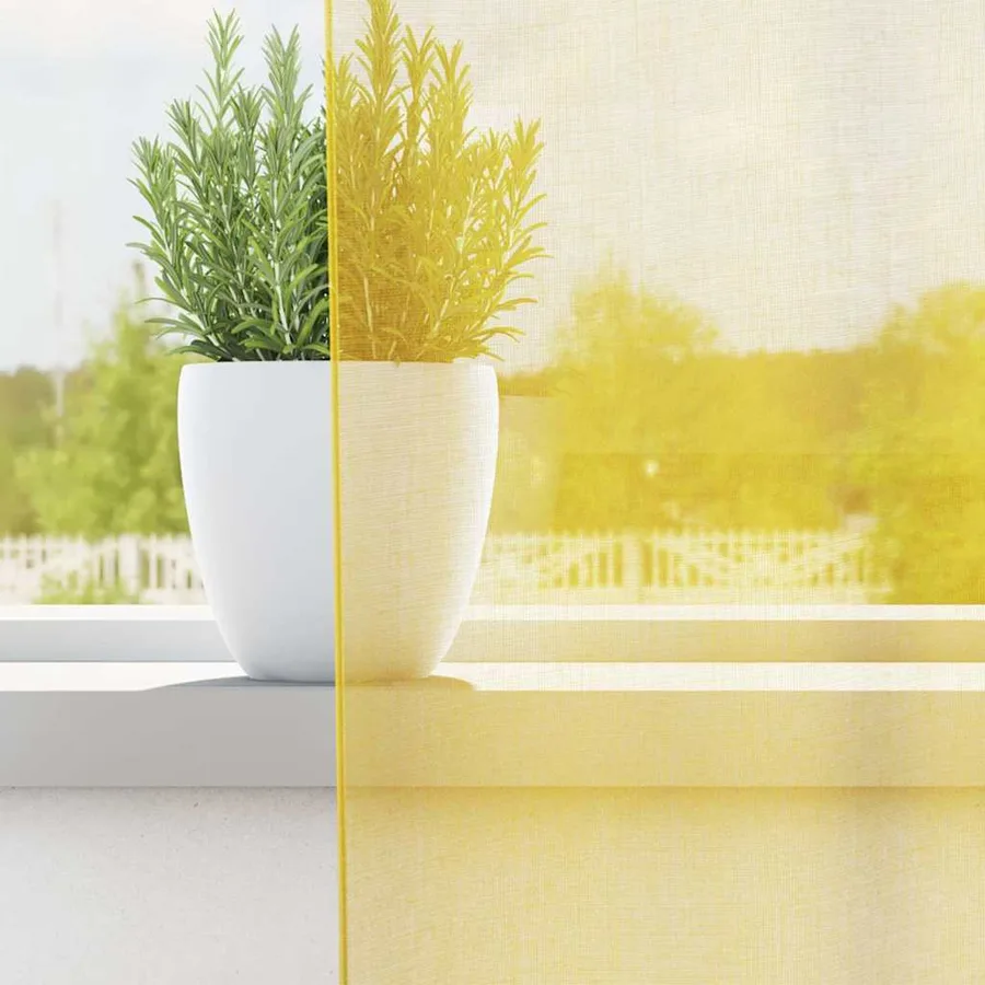 Rideaux en voile avec boucles 2 pcs jaune 140x245 cm - 3