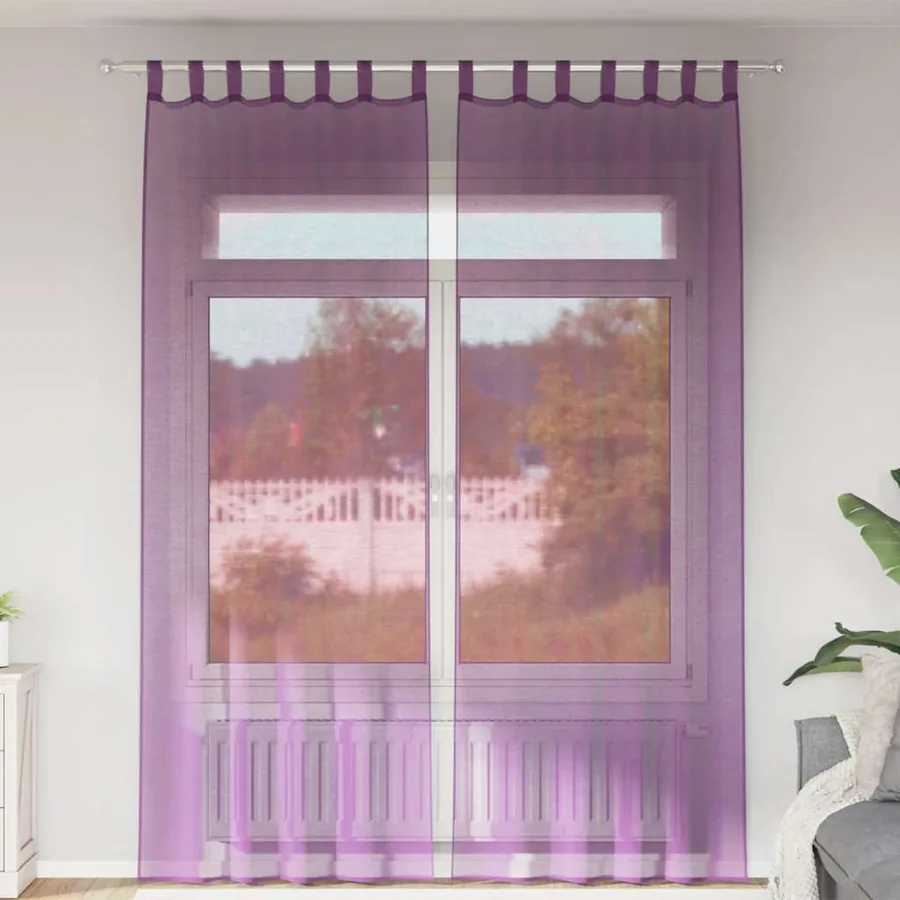 Rideaux en voile avec boucles 2 pcs violet 140x260 cm