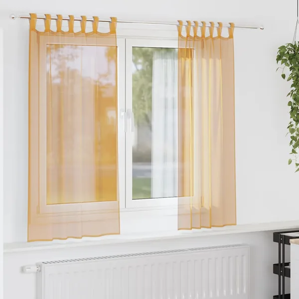 Rideaux en voile avec boucles 2 pcs orange 140x140 cm