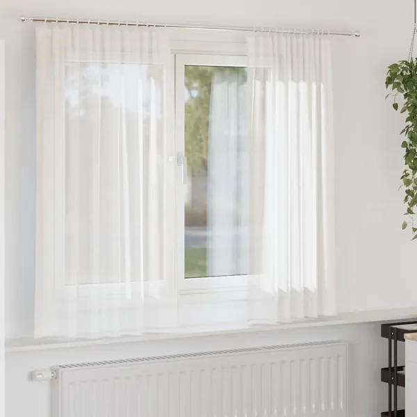 Rideaux en voile avec passe-tringles 2 pcs blanc