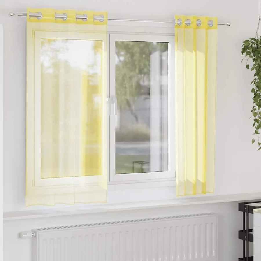 Rideaux en voile avec œillets 2 pcs jaune
