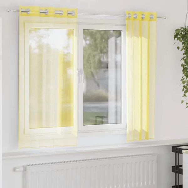 Rideaux en voile avec œillets 2 pcs jaune