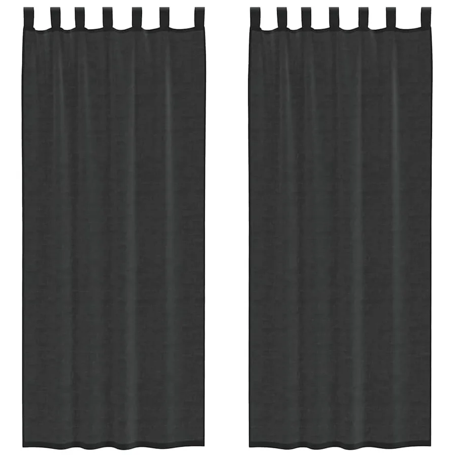 Rideaux en voile avec passants 2 pcs noir - 2