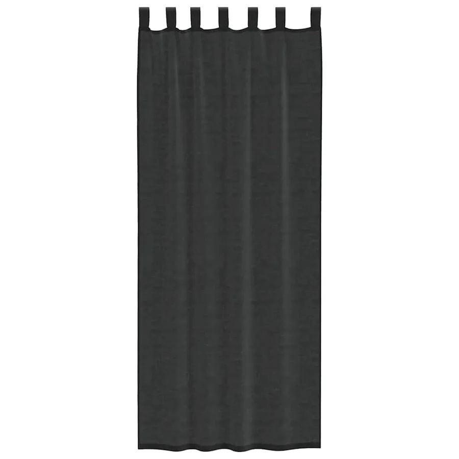 Rideaux en voile avec passants 2 pcs noir - 4
