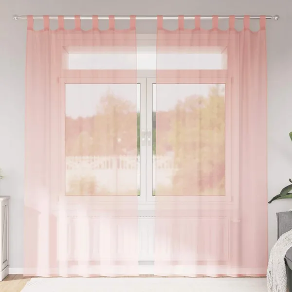 Rideaux en voile avec passe-tringles 2 pcs rose