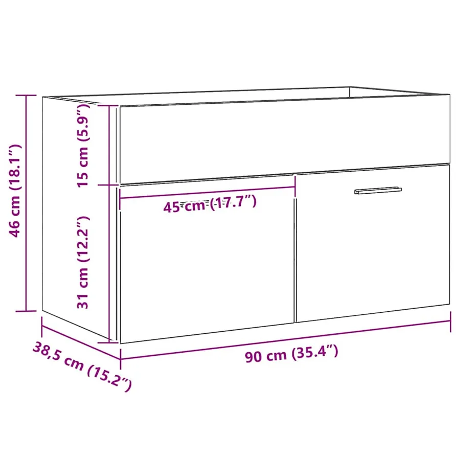 Armoire d'évier avec stockage Chêne noir Bois d'ingénierie - 12