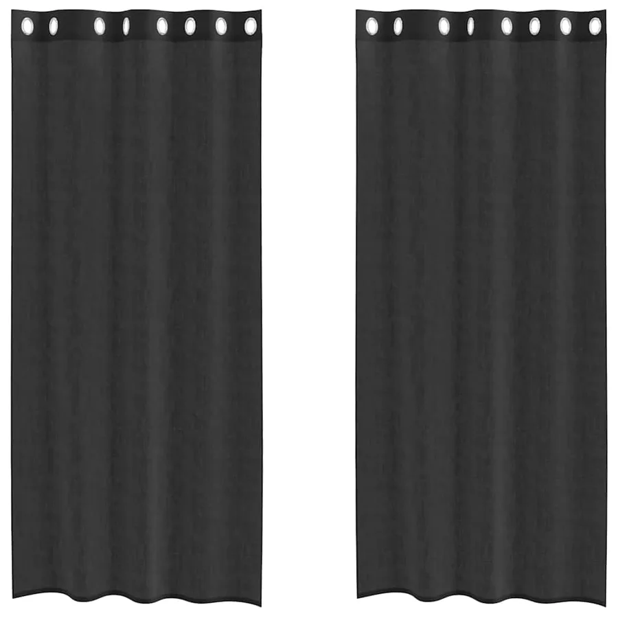 Rideaux en voile avec œillets 2 pcs noir 140x225 cm - 2