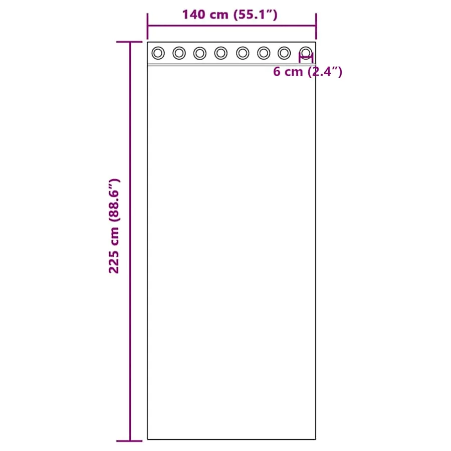 Rideaux en voile avec œillets 2 pcs noir 140x225 cm - 8