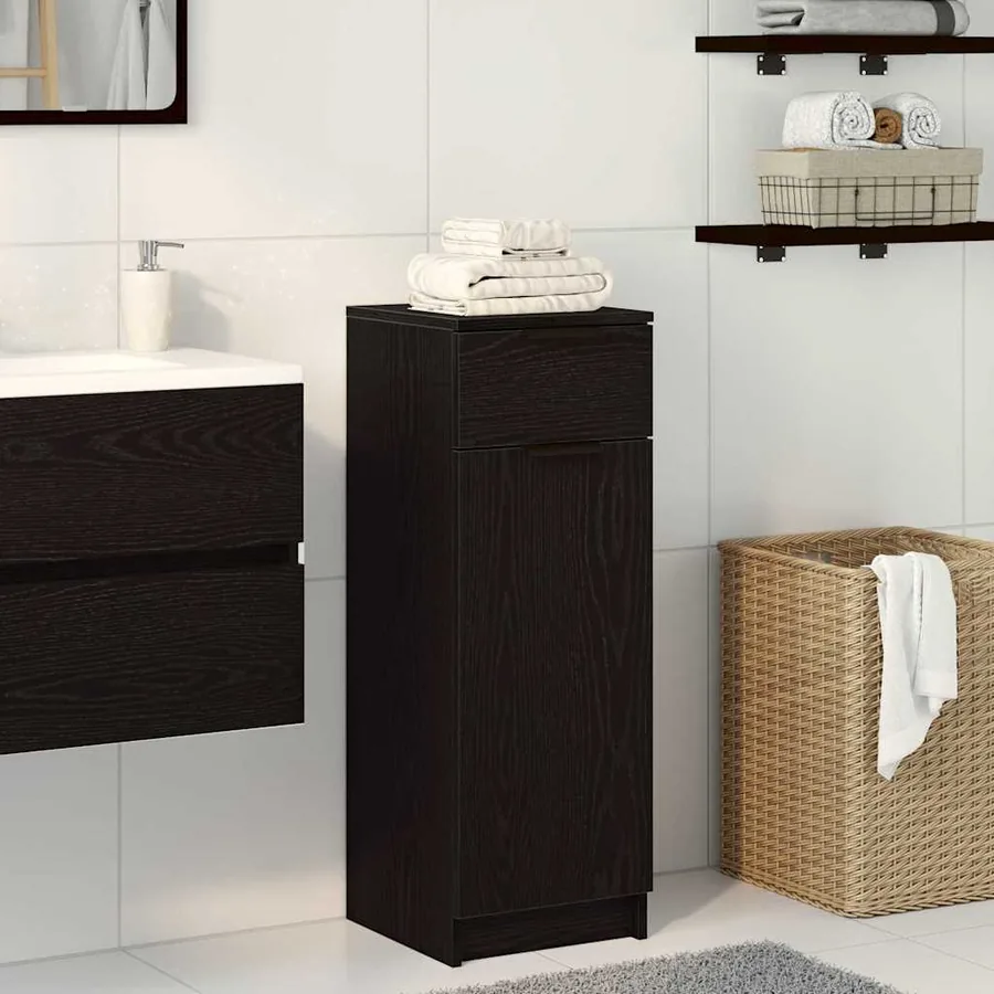 Cabinet de salle de bain avec tiroir Chêne noir 32 x 34 x 90 cm