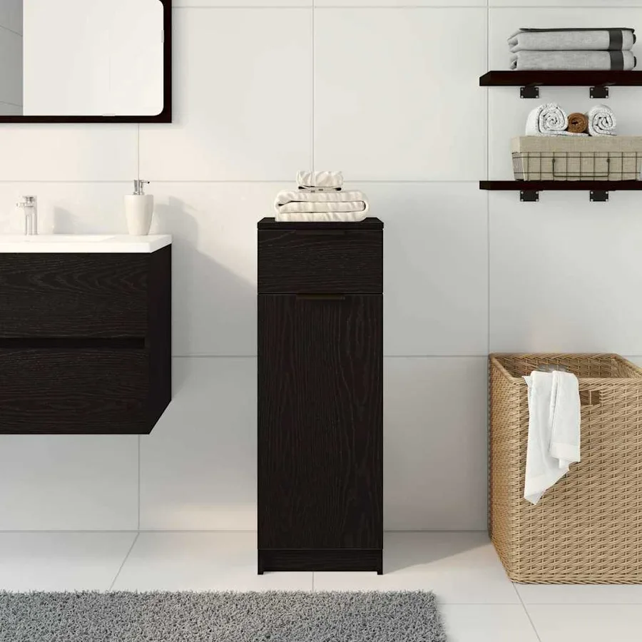 Cabinet de salle de bain avec tiroir Chêne noir 32 x 34 x 90 cm - 4