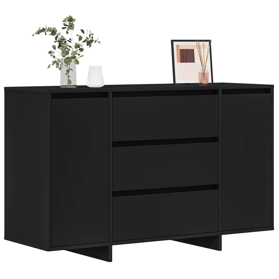 Buffet avec tiroir Noir 120 x 41 x 75 cm Bois d'ingénierie - 3