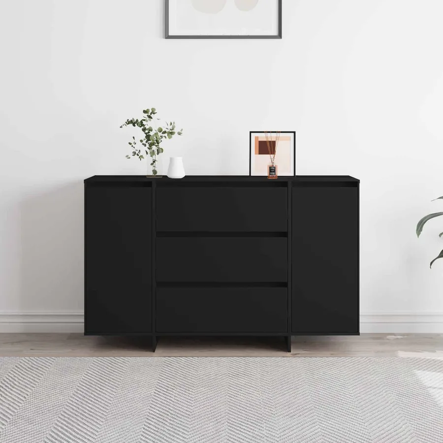 Buffet avec tiroir Noir 120 x 41 x 75 cm Bois d'ingénierie - 4