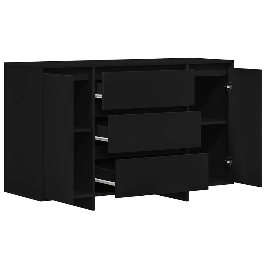 Buffet avec tiroir Noir 120 x 41 x 75 cm Bois d'ingénierie - 5