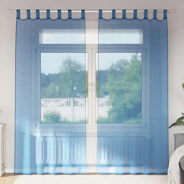 Rideaux en voile avec boucles 2 pcs bleu royal 140x245 cm