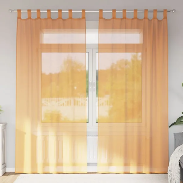 Rideaux en voile avec boucles 2 pcs orange 140x225 cm