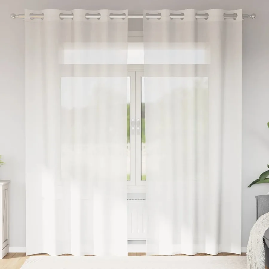 Rideaux en voile avec œillets 2 pcs blanc