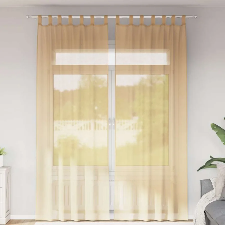 Rideaux en voile avec passe-tringles 2 pcs sable